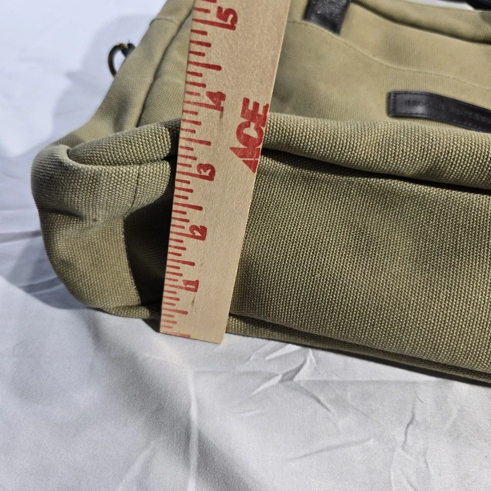 Brooks Brothers Canvas Leather Tan Shoulder Strap office‎ / Travel Bag brown